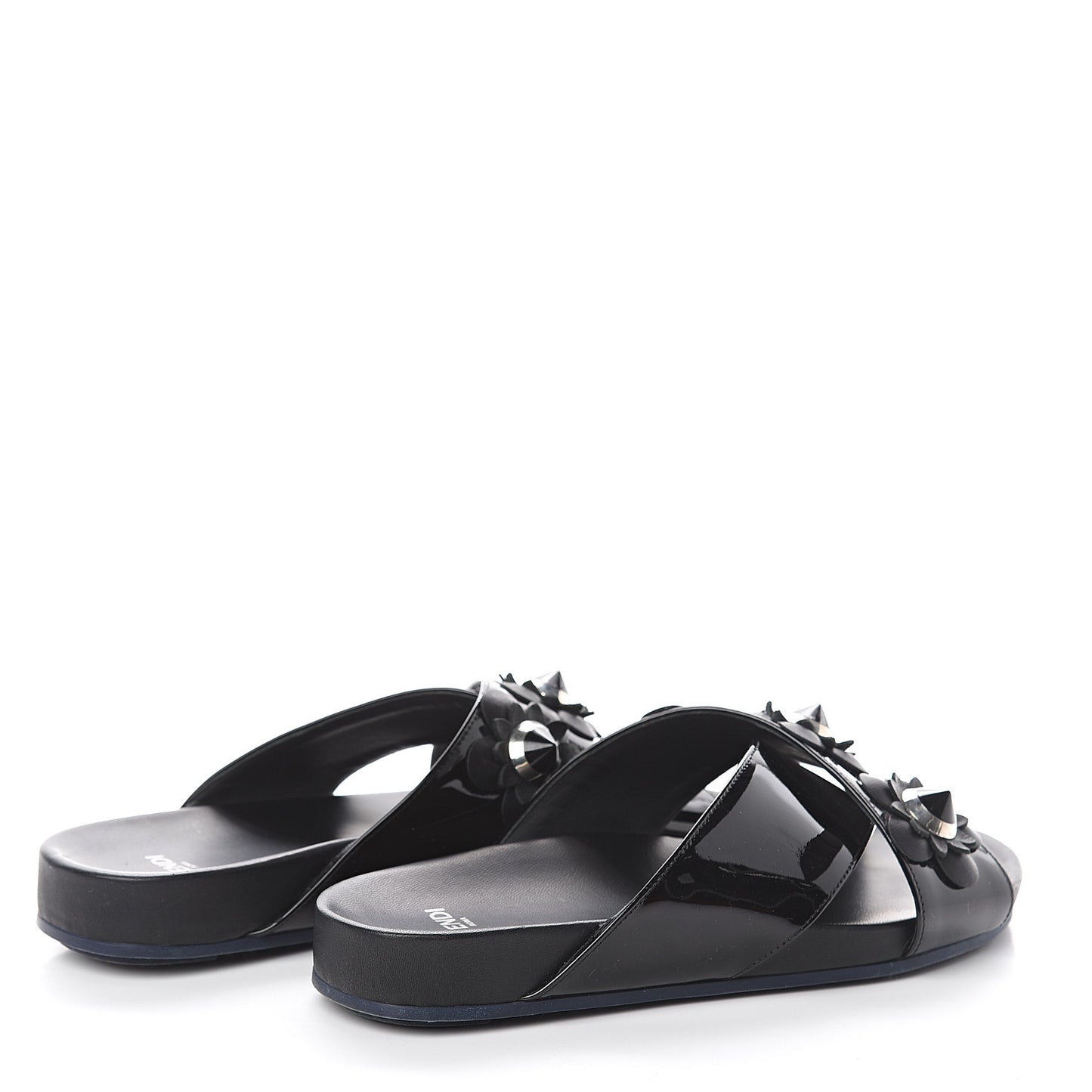 Patent Flowerland Slide Sandals 37.5 Black