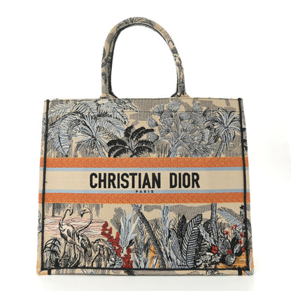 Christian Dior Canvas Embroidered Toile De Jouy Tropicalia Large Book Tote Denim Blue 1 of 11