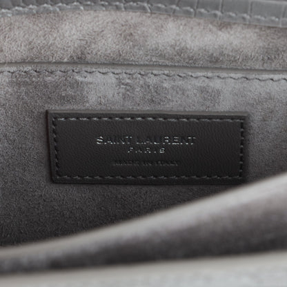 Saint Laurent Calfskin Crocodile Embossed Medium Monogram Sunset Fog 6 of 6