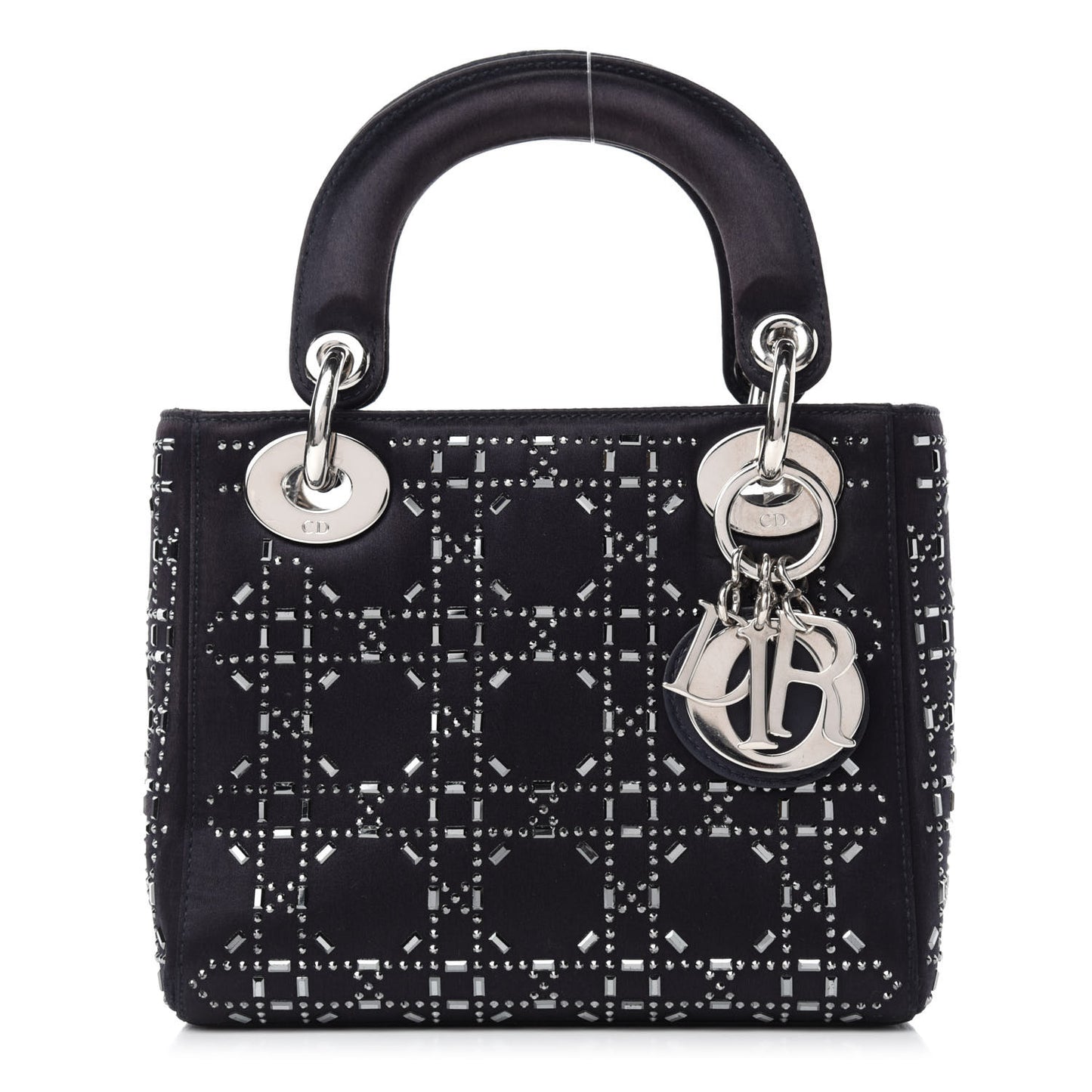 Satin Crystal Cannage Mini Lady Dior Navy