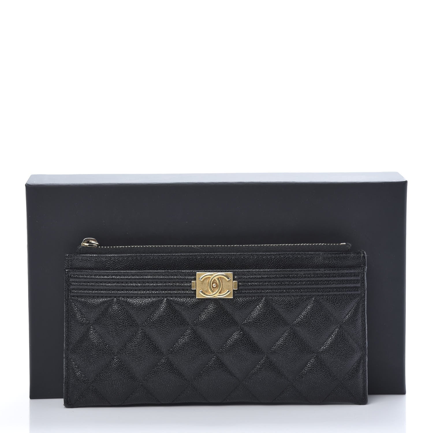 Chanel Caviar Quilted Classic Zip Boy Pouch Black 8 of 8