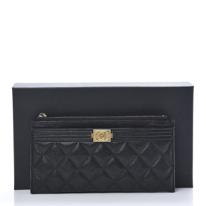 Chanel Caviar Quilted Classic Zip Boy Pouch Black 8 of 8