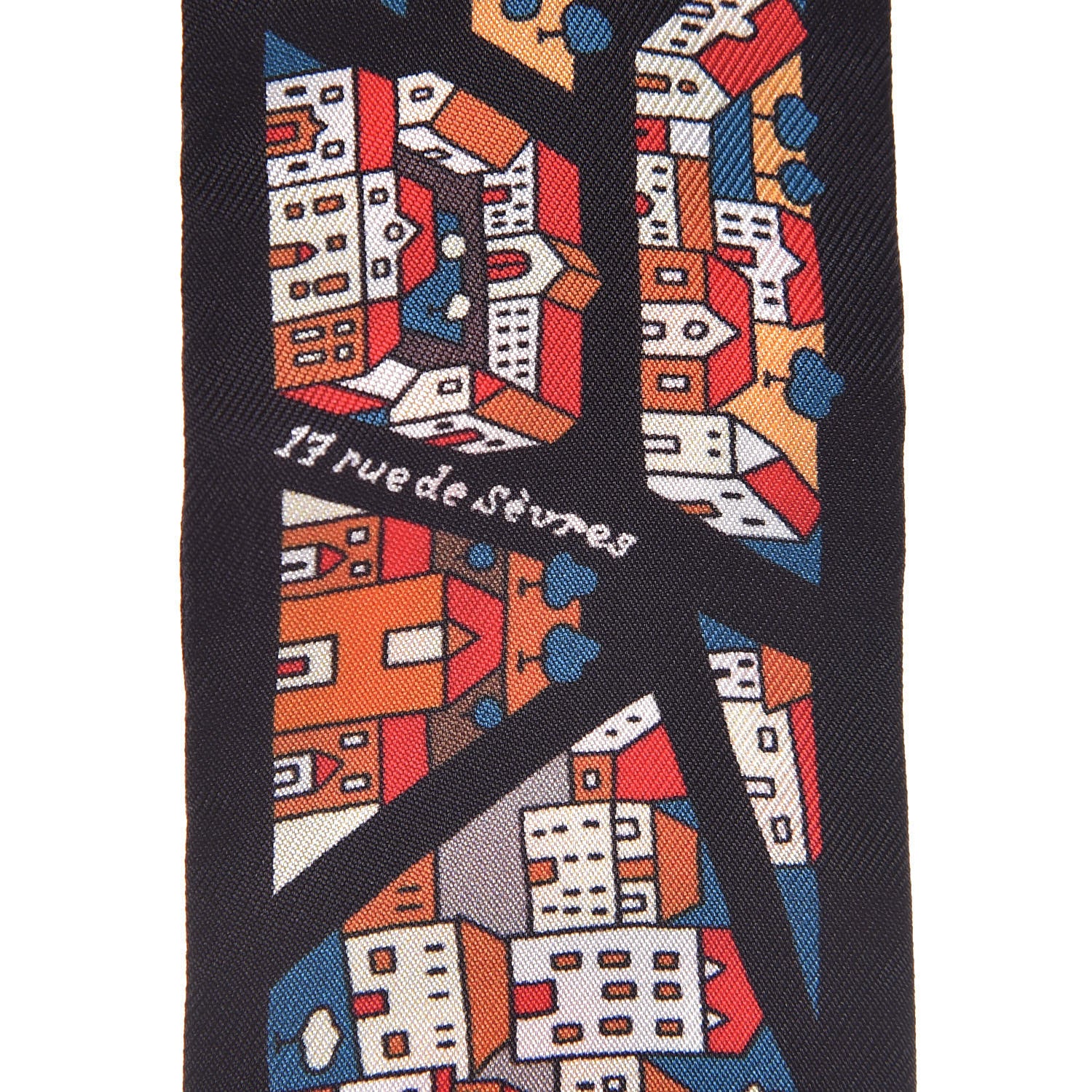 Hermes Silk Rive Droite Rive Gauche Twilly Noir Brique Bleu 4 of 5