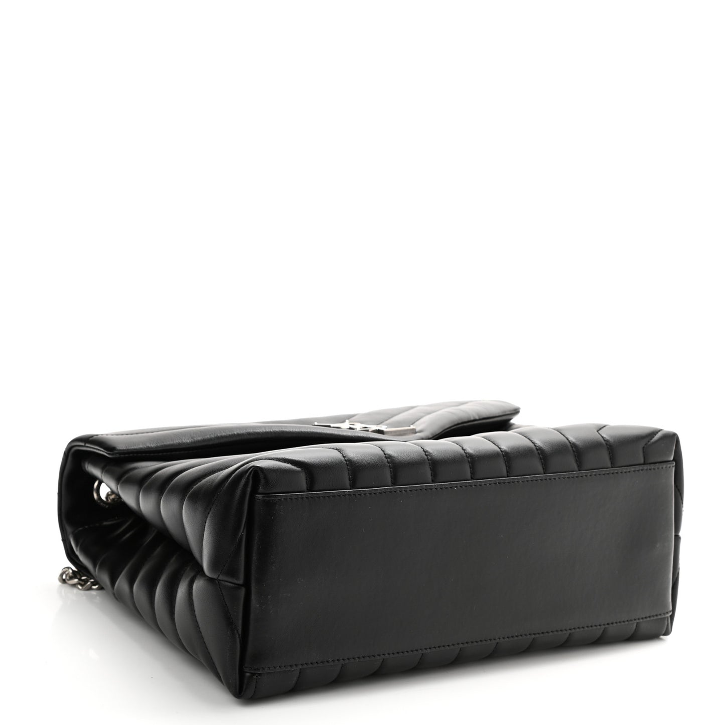 Calfskin Y Quilted Monogram Medium Loulou Chain Satchel Black