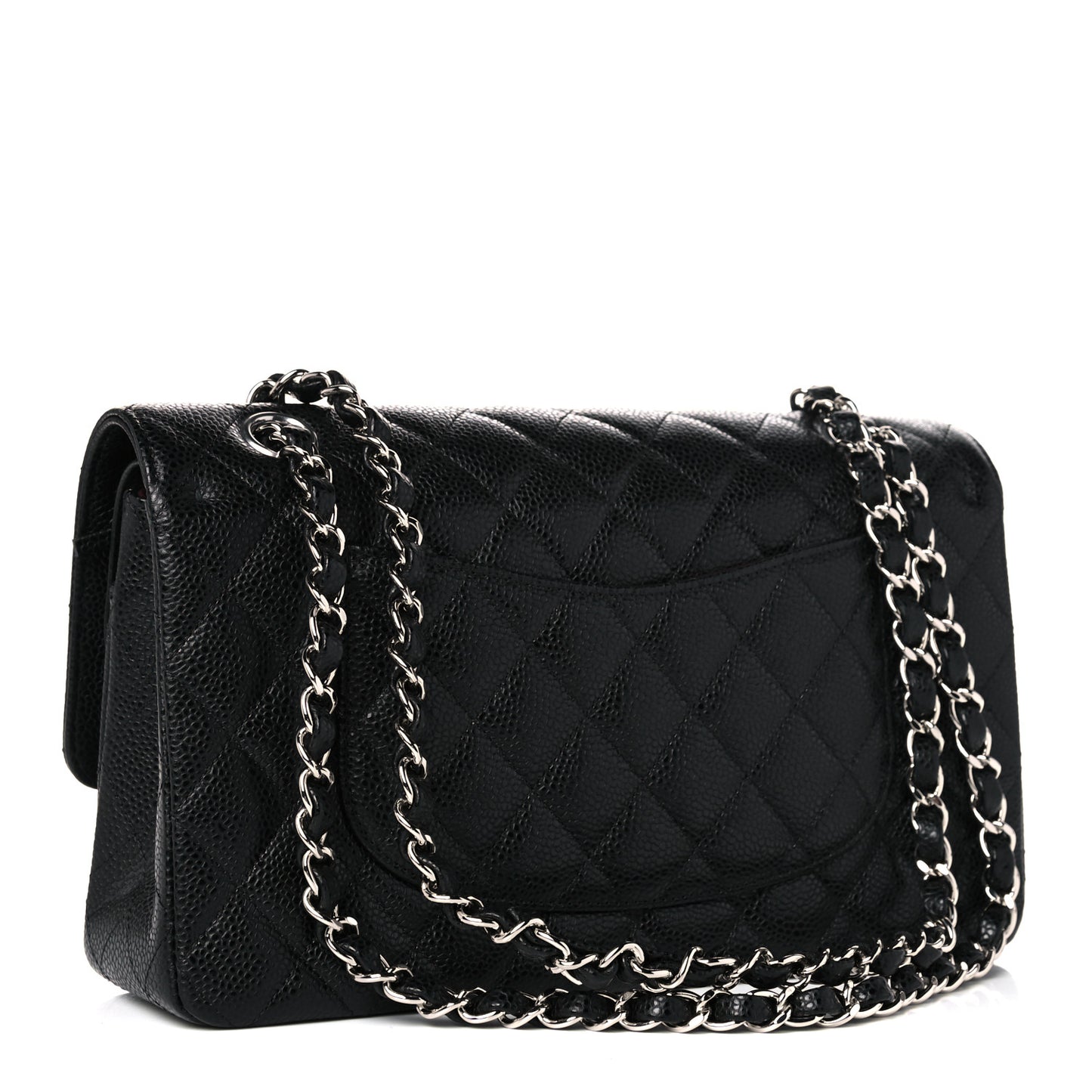 Caviar Quilted Medium Double Flap Black