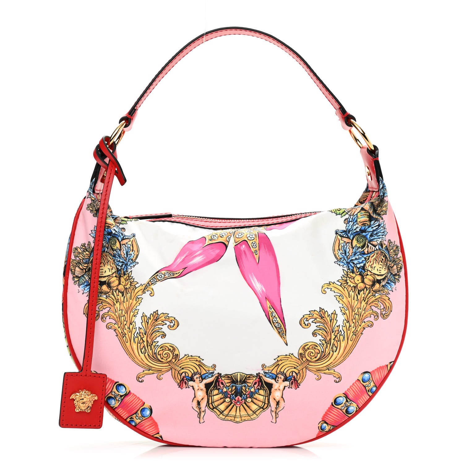 Versace Nylon Calfskin Tresor De La Mer Print Hobo Bag Multicolor 1 of 9