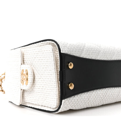Chanel Braided Raffia Calfskin Mini Chanel 25 Handbag White Black 9 of 10