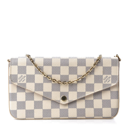 Louis Vuitton Damier Azur Pochette Felicie Chain Wallet Rose Ballerine 1 of 13
