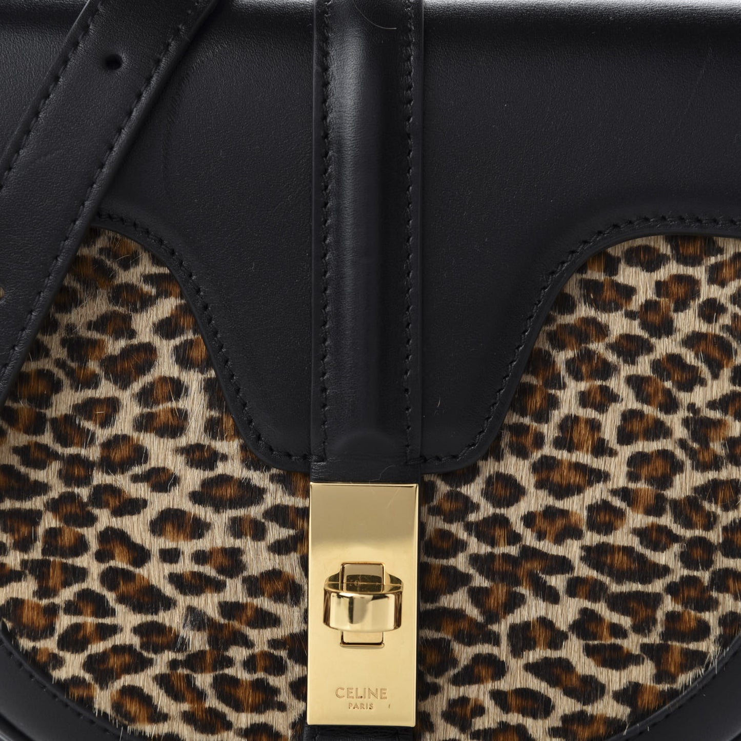 Pony Hair Calfskin Leopard Print Besace 16 Black Naturals