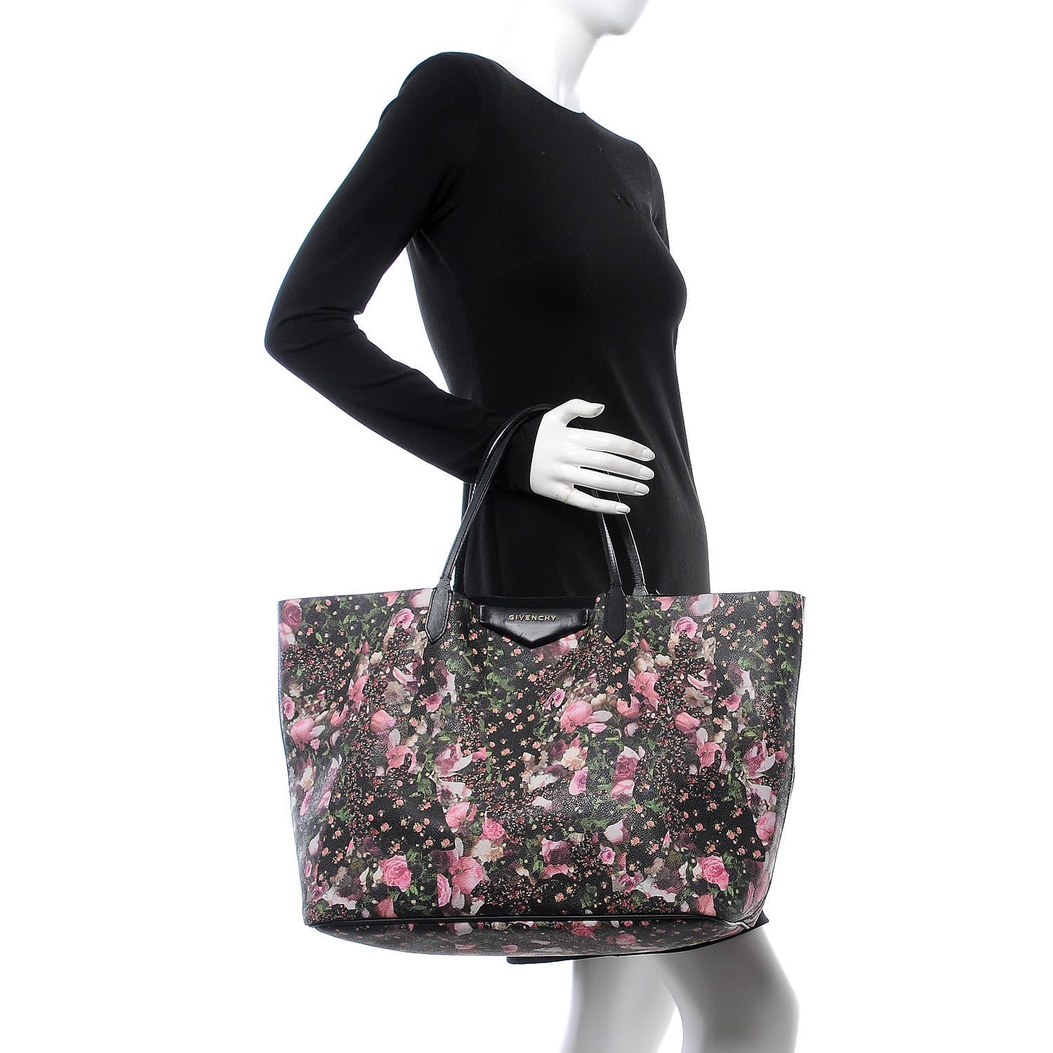 Givenchy Coated Canvas Roses Camouflage Print Large Antigona Tote Black 2 of 16
