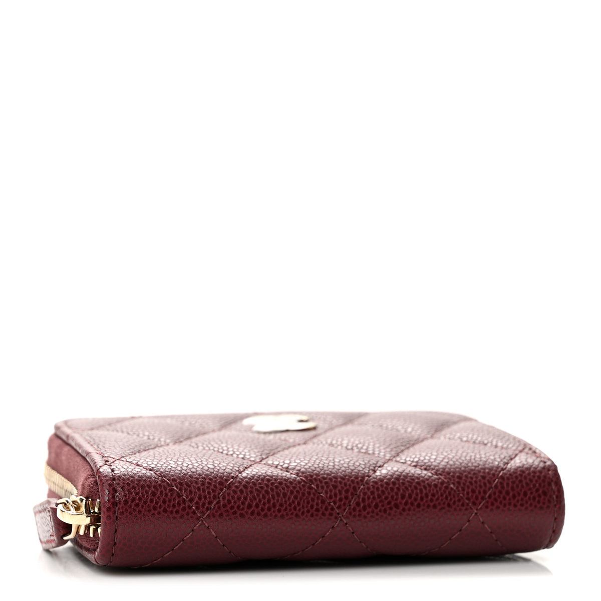 Chanel Caviar Quilted Zip Around Coin Purse Dark Burgundy 4 of 8