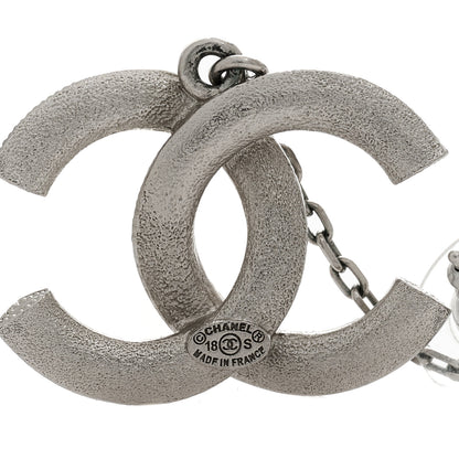 Chanel Baguette Crystal Quilted CC Drop Earrings Silver 5 of 6