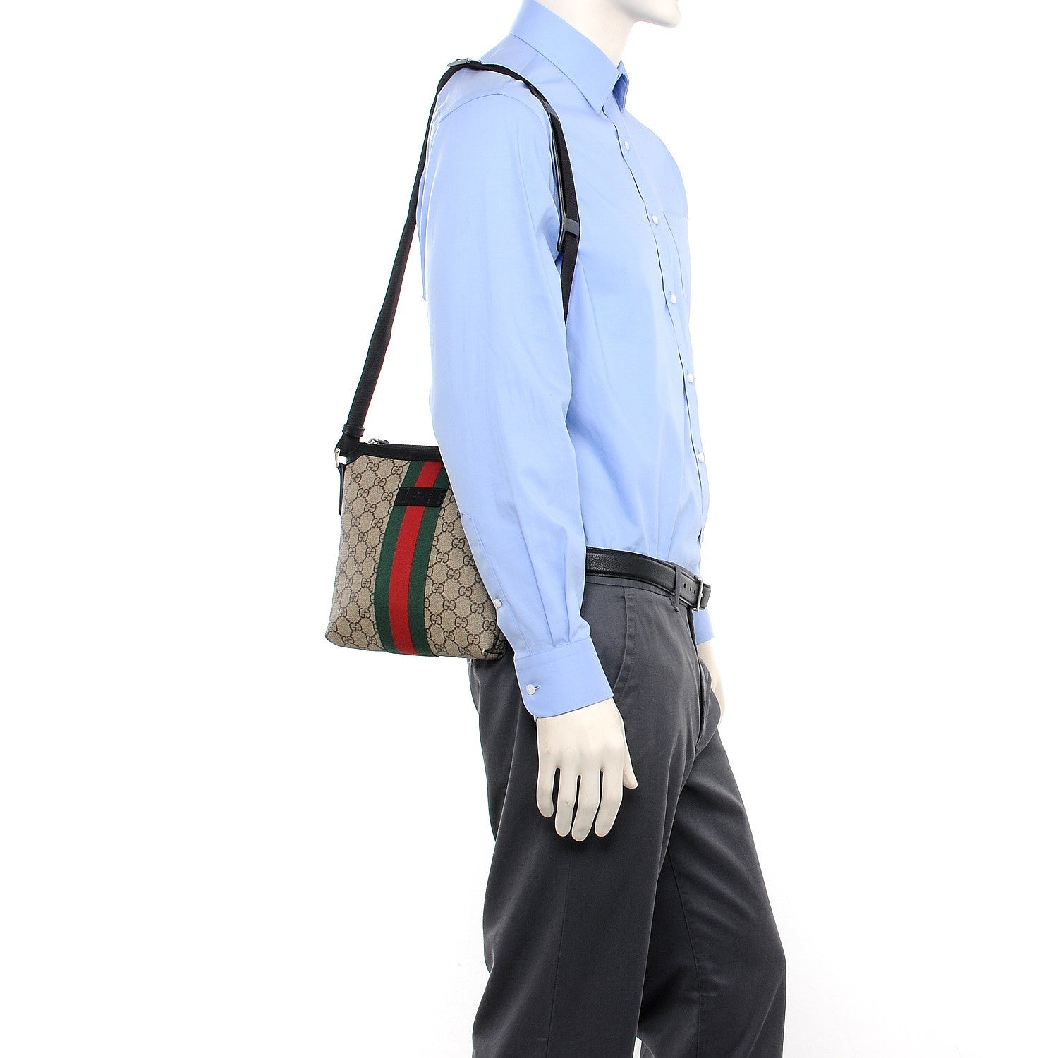 Gucci GG Supreme Monogram Web Messenger Bag Black 2 of 7