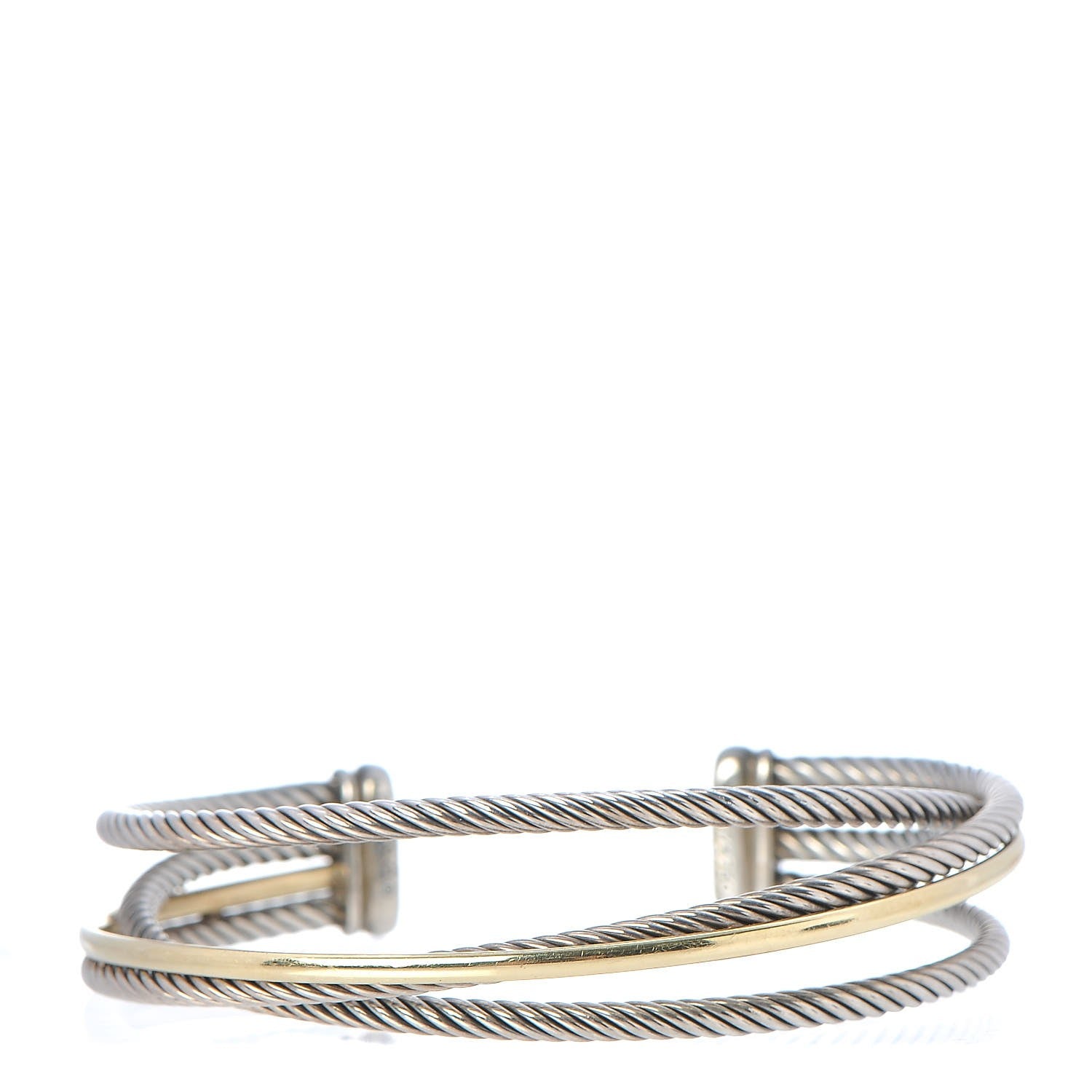 David Yurman Sterling Silver 18K Yellow Gold Crossover Cuff 1 of 4