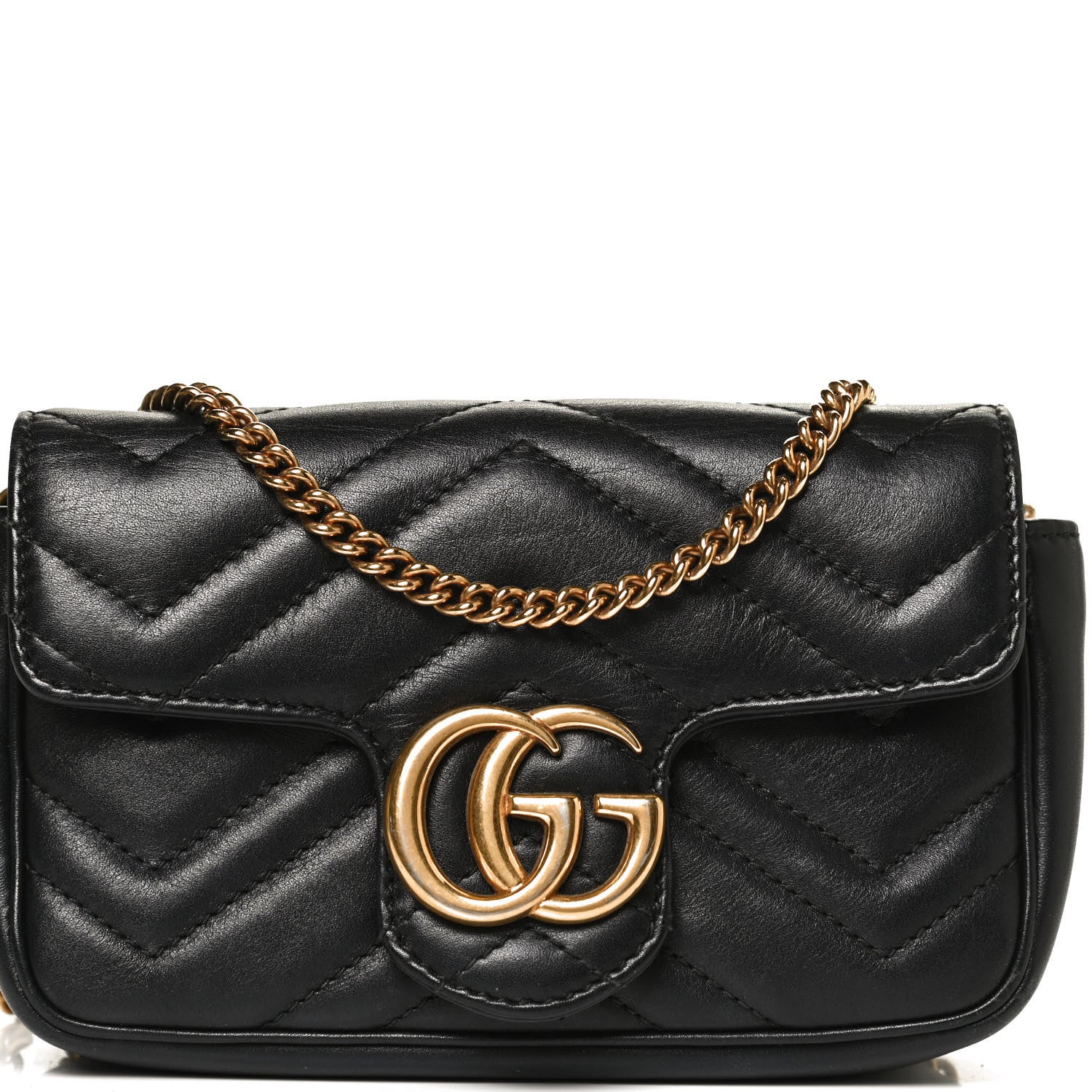 Gucci Calfskin Matelasse Super Mini GG Marmont Shoulder Bag Black 8 of 12