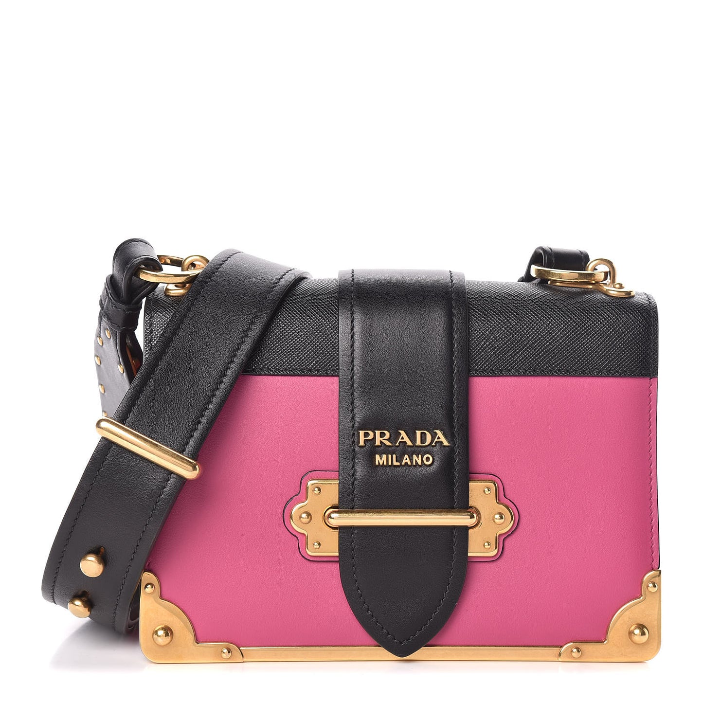 City Calf Saffiano Cahier Bag Fuxia Black
