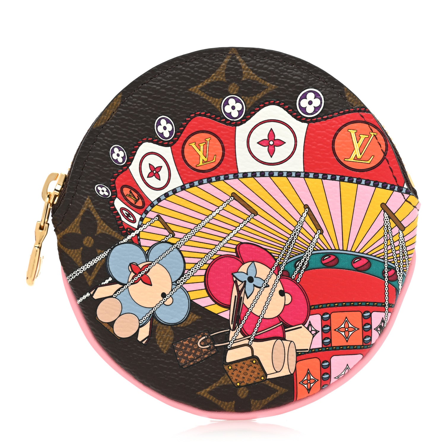 product image of LOUIS VUITTON Monogram 2020 Christmas Animation Swing Ride Round Coin Purse Pink Poppy FASHIONPHILE
