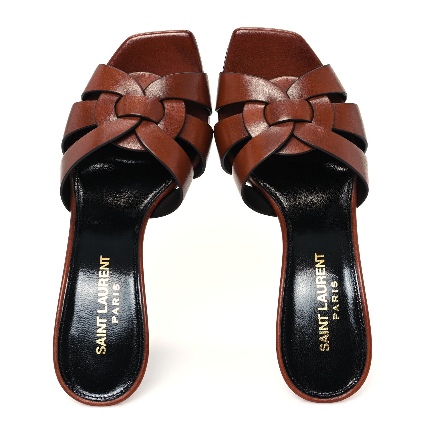 Saint Laurent Calfskin Tribute 85 Slide Sandals 35.5 New Papaya 7 of 10