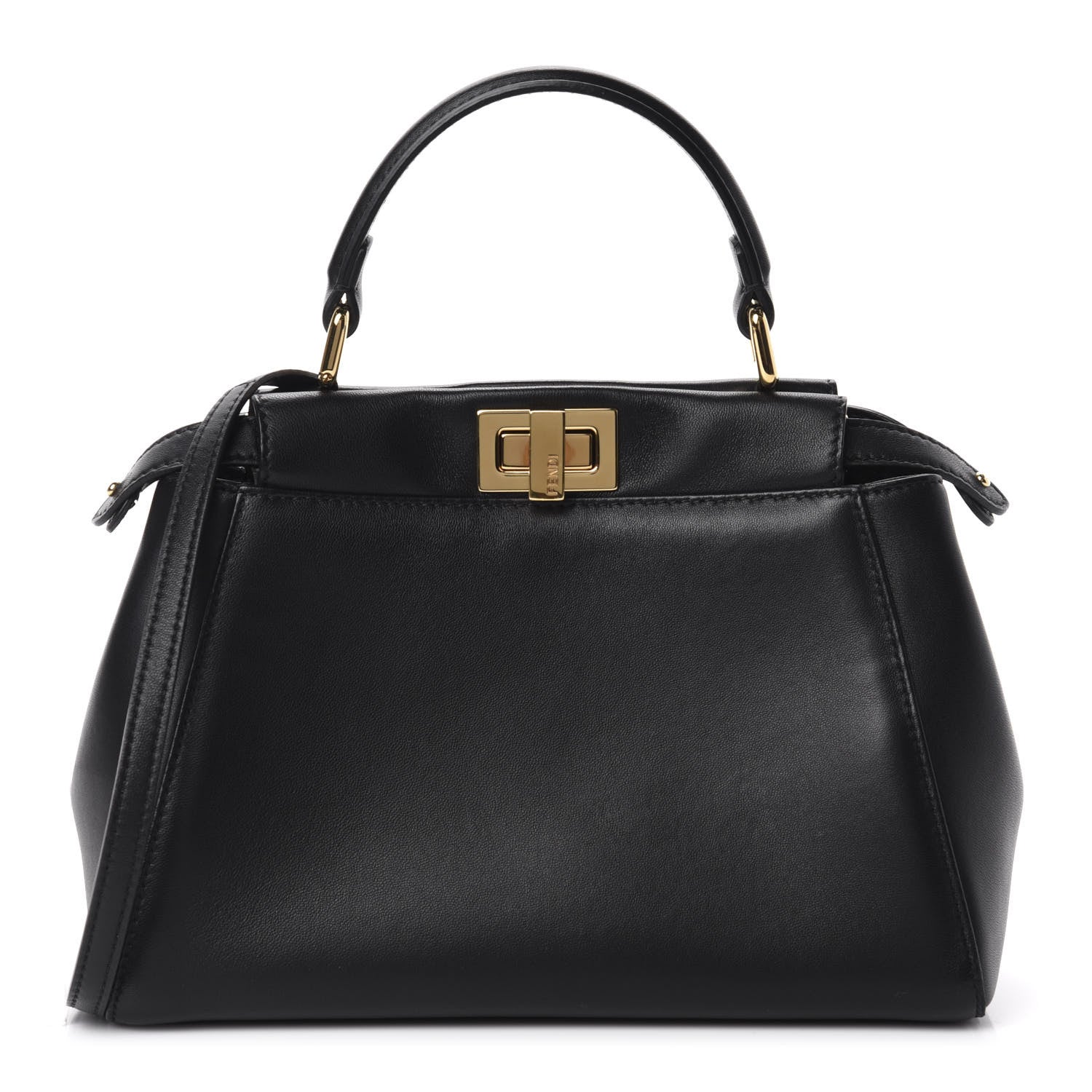 Fendi Nappa Mini Peekaboo Iconic Satchel Black 1 of 12