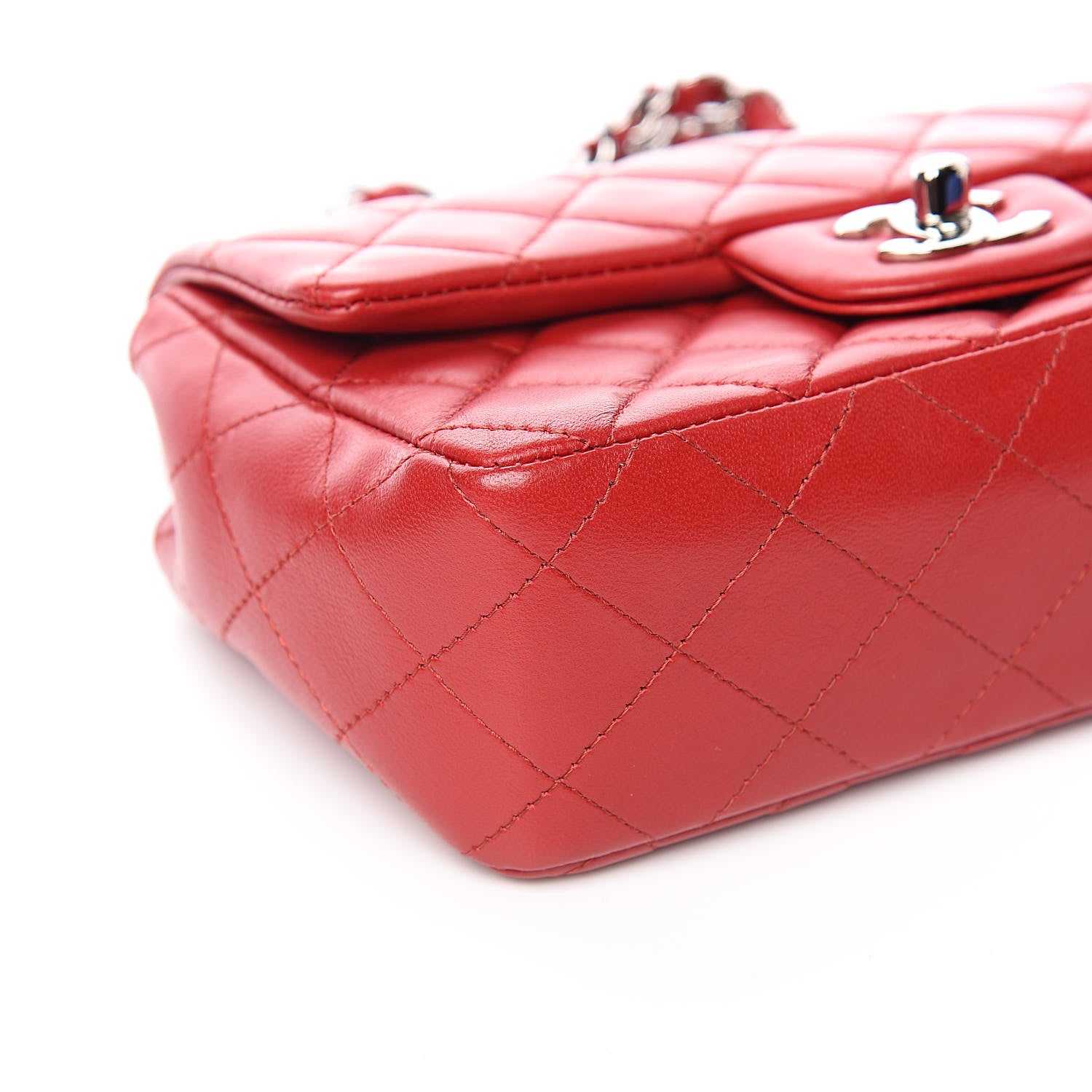 Chanel Lambskin Quilted Mini Rectangular Flap Red 8 of 12