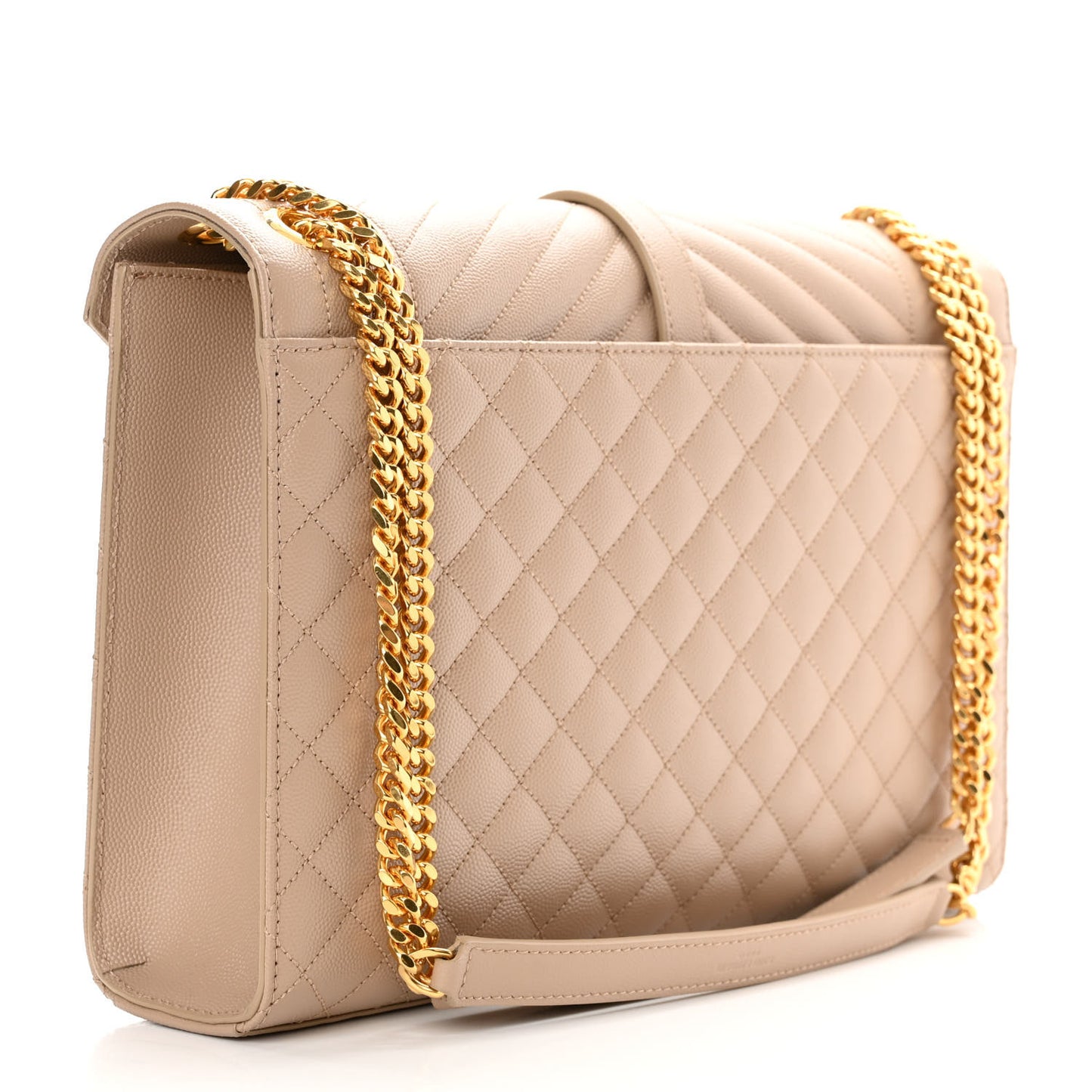 Grain De Poudre Mixed Matelasse Large Triquilt Monogram Satchel Dark Beige