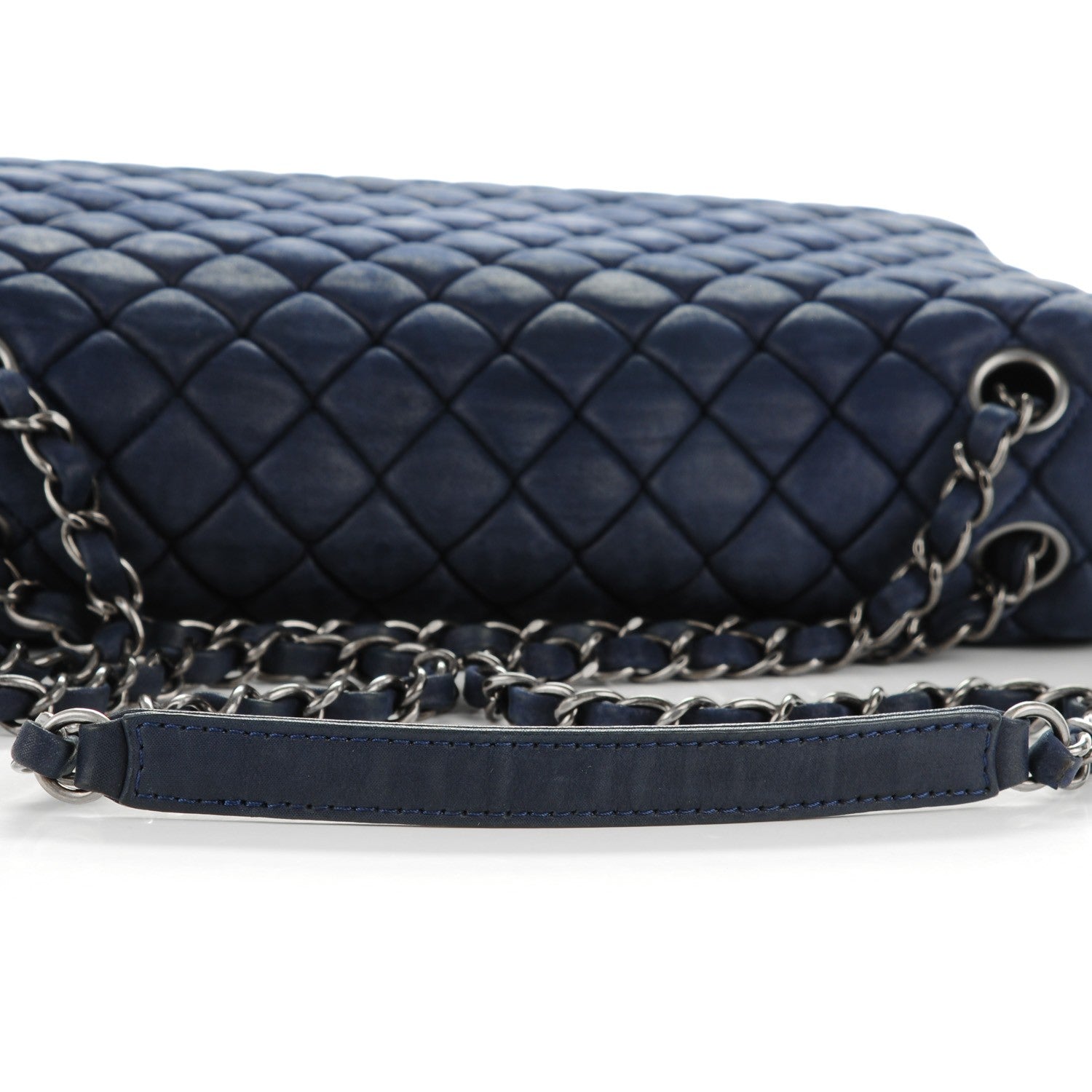 Chanel Iridescent Calfskin Quilted Large New Bubble Flap Dark Blue 9 of 9