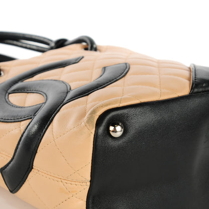 Chanel Calfskin Quilted Small Cambon Tote Beige Black 14 of 15