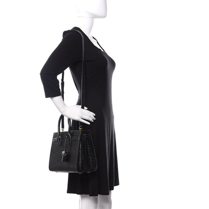 Saint Laurent Calfskin Crocodile Embossed Baby Sac De Jour Black 2 of 9
