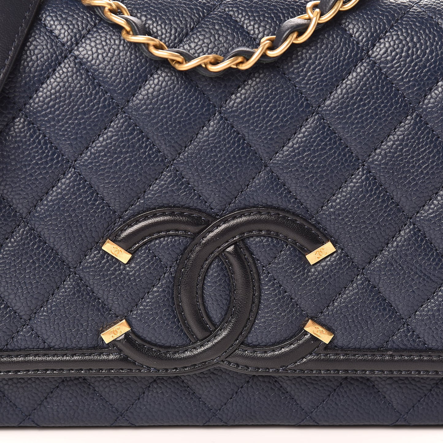 Caviar Quilted Medium CC Filigree Flap Navy Black