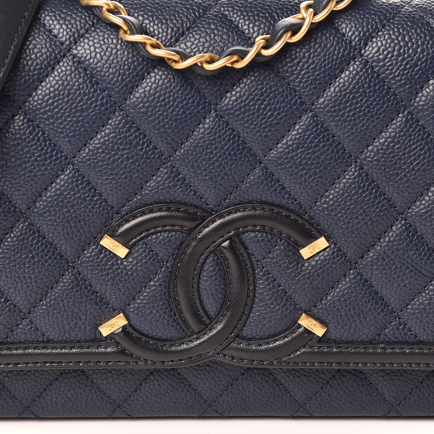 Chanel Caviar Quilted Medium CC Filigree Flap Navy Black 10 of 11