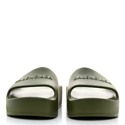 Balenciaga Rubber Womens Chunky Slide Sandals 38 Kaki 2 of 8