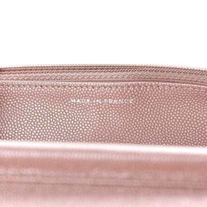 Chanel Metallic Caviar Chevron Quilted Vintage Mademoiselle Wallet On Chain WOC Pink 7 of 13