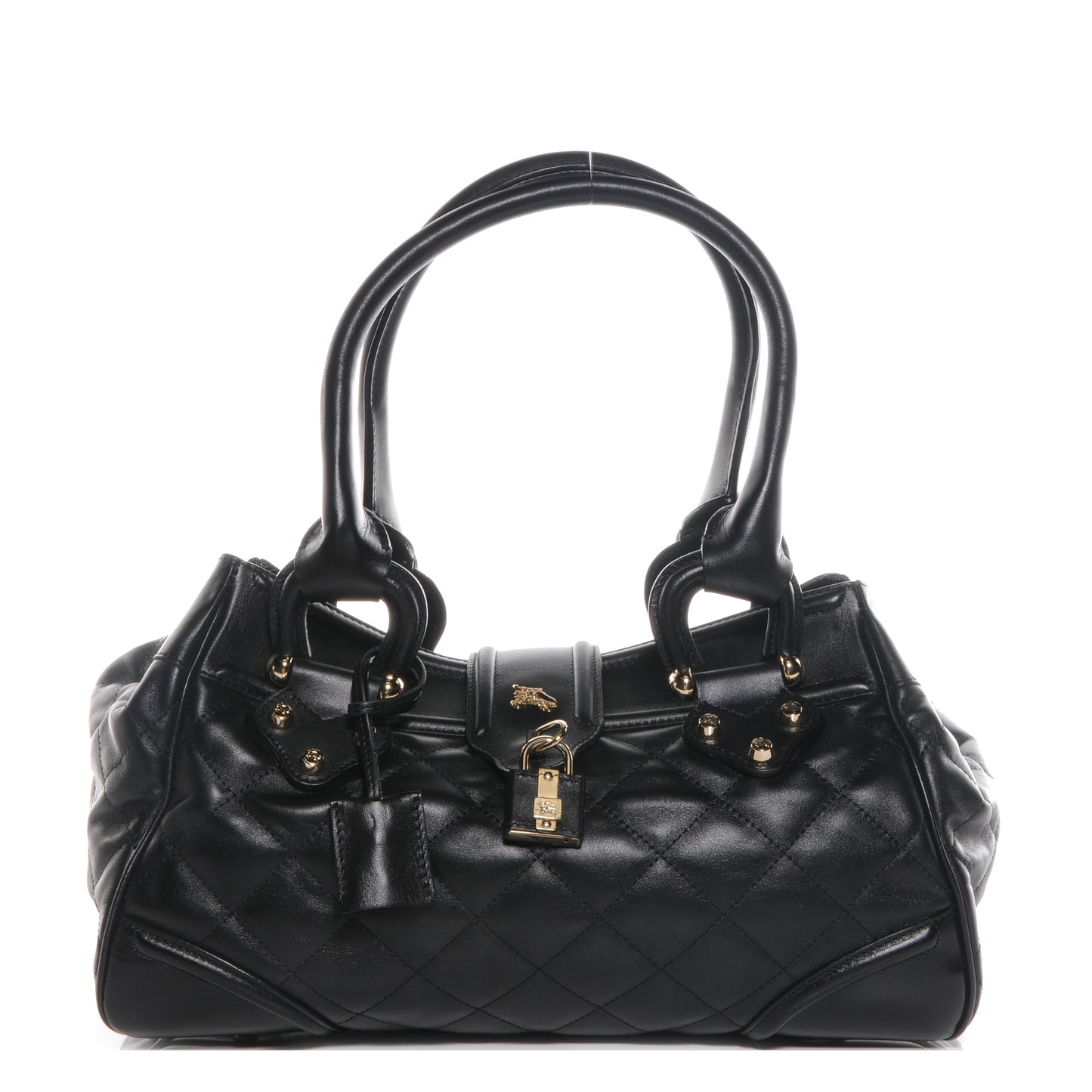 Leather Quilted Satchel Black