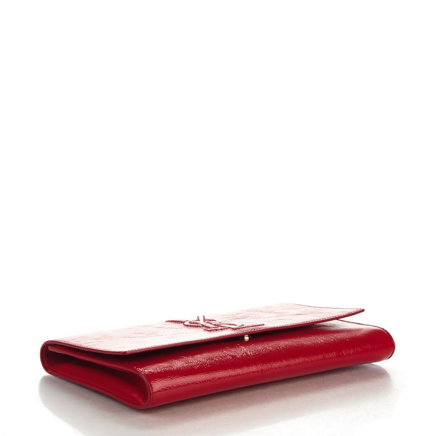 Textured Patent Monogram Large Belle De Jour Clutch Red