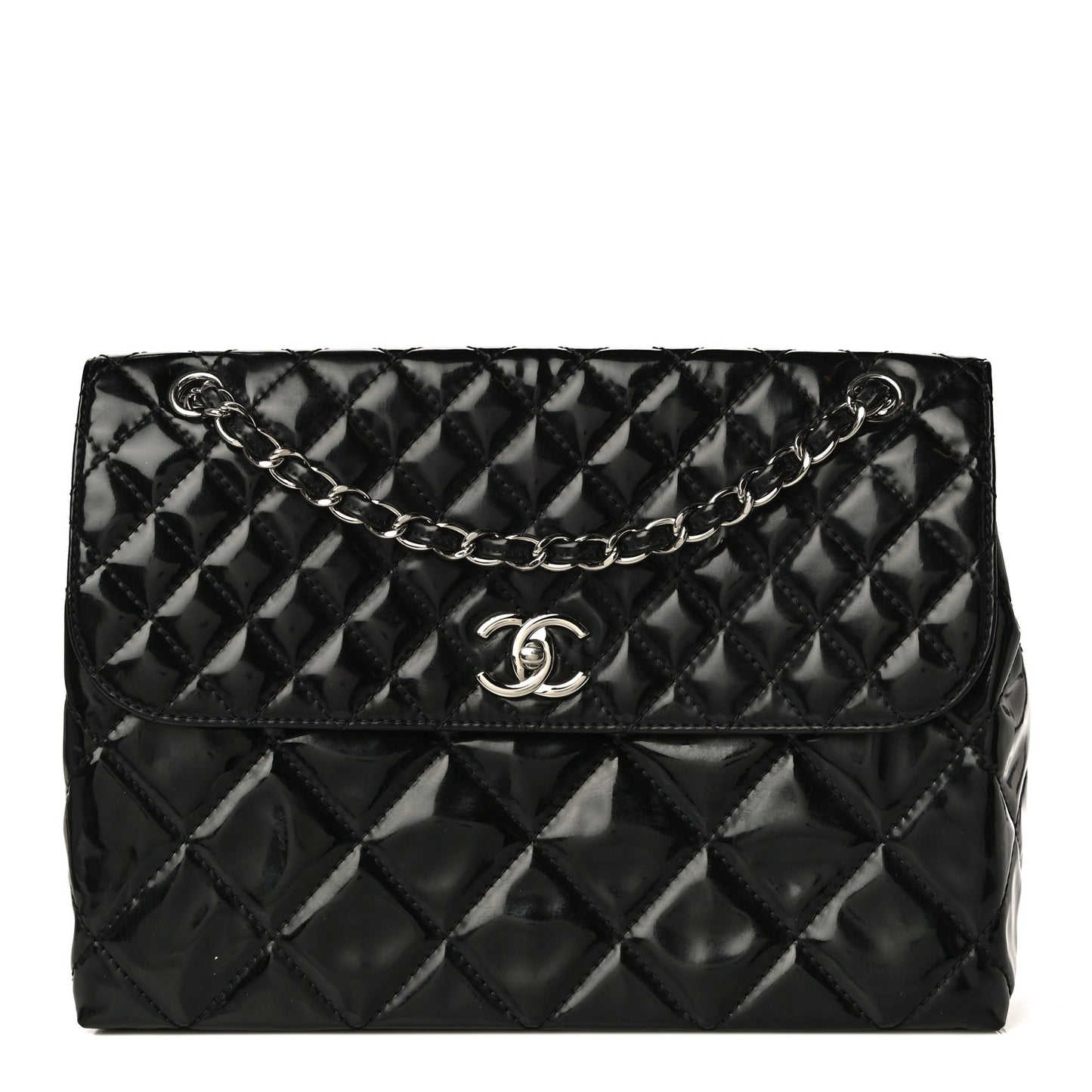 Vinyl Quilted In The Business Flap Bag Black