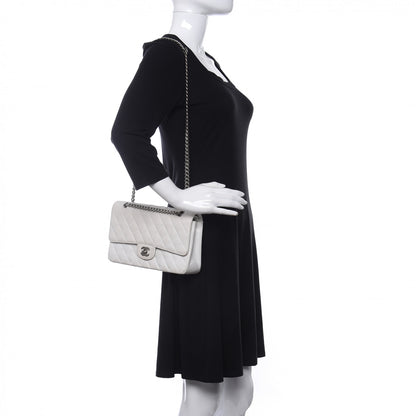 Chanel Caviar Quilted Medium Double Flap Bijoux Chain White 2 of 10