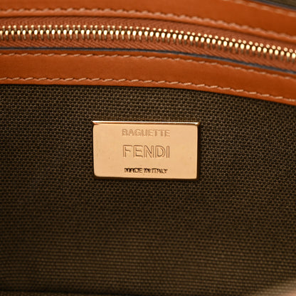 Fendi Canvas Vitello King FF Embroidered Baguette Amazzonia Cuoio 6 of 10