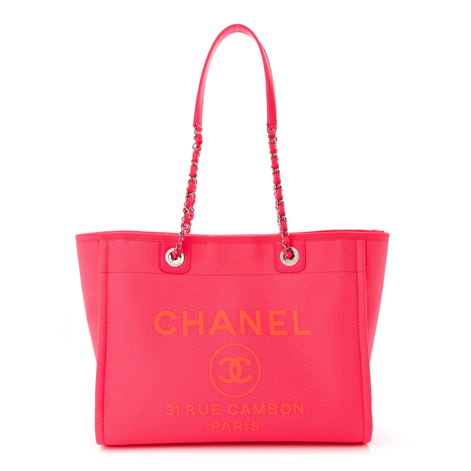 Chanel Mixed Fibers Small Deauville Tote Pink Orange 1 of 12
