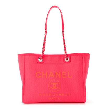 Chanel Mixed Fibers Small Deauville Tote Pink Orange 1 of 12