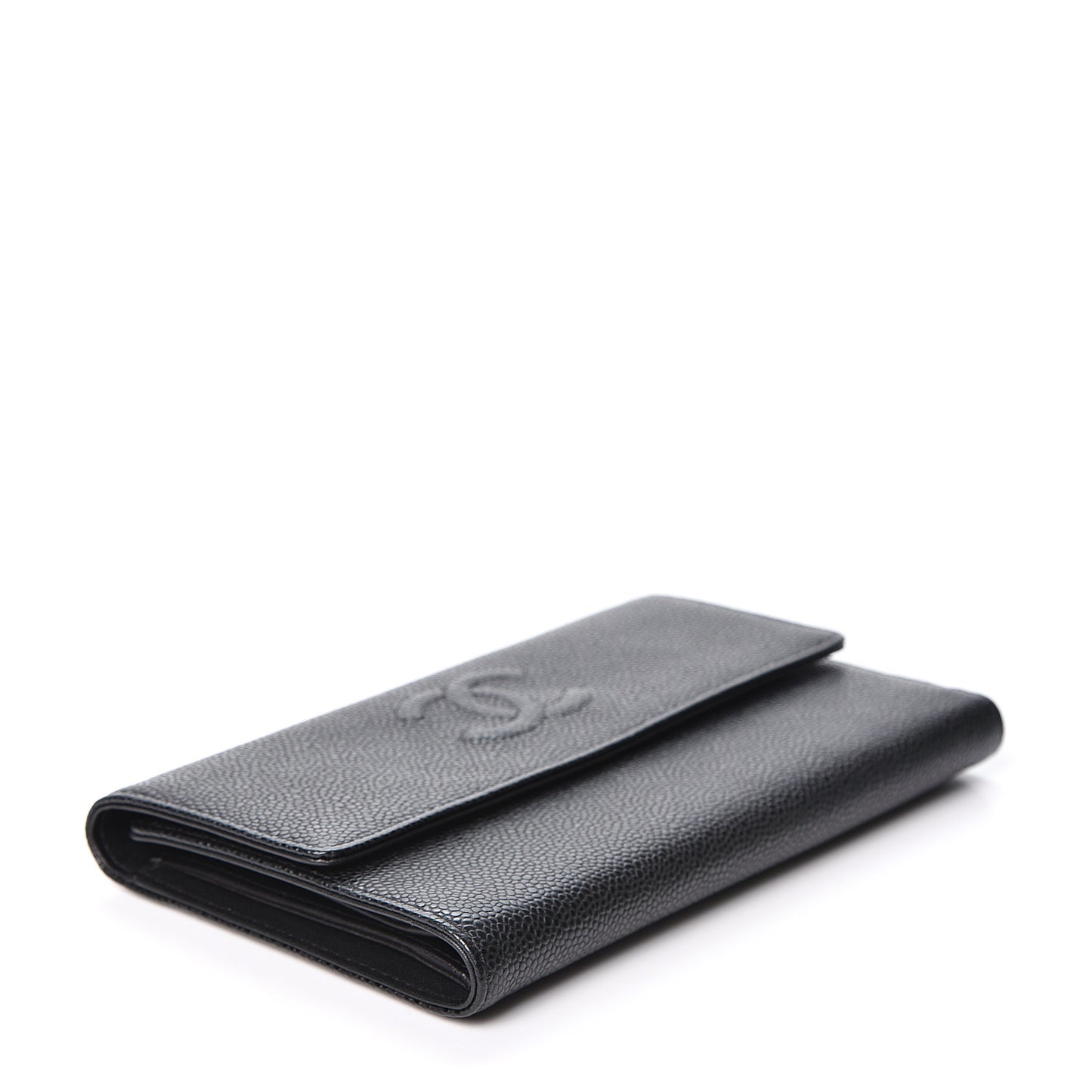 Caviar Timeless CC Large Gusset Flap Wallet Black