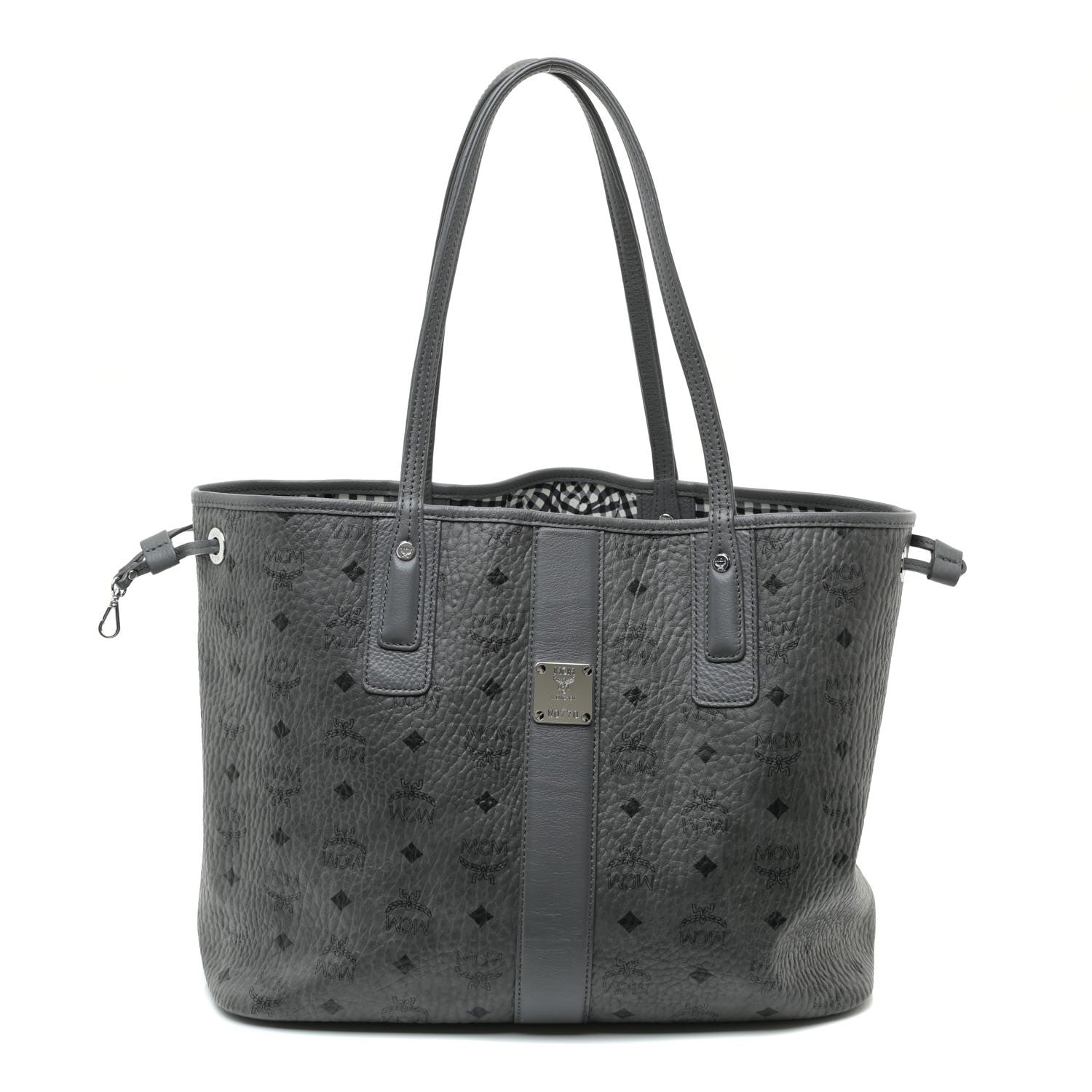 MCM Visetos Medium Liz Reversible Shopper Tote Phantom Grey 1 of 8