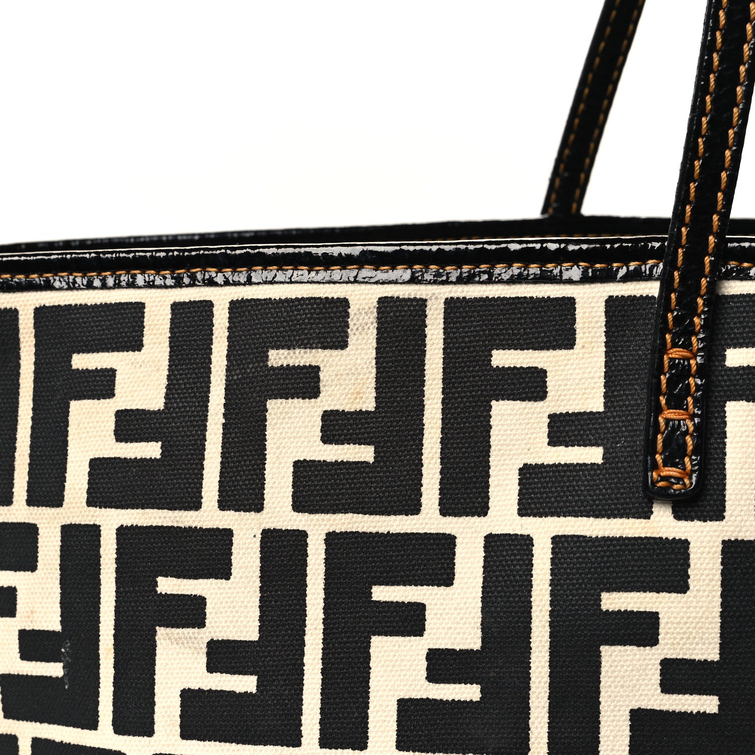 Fendi Canvas FF Roll Tote Black White 13 of 15