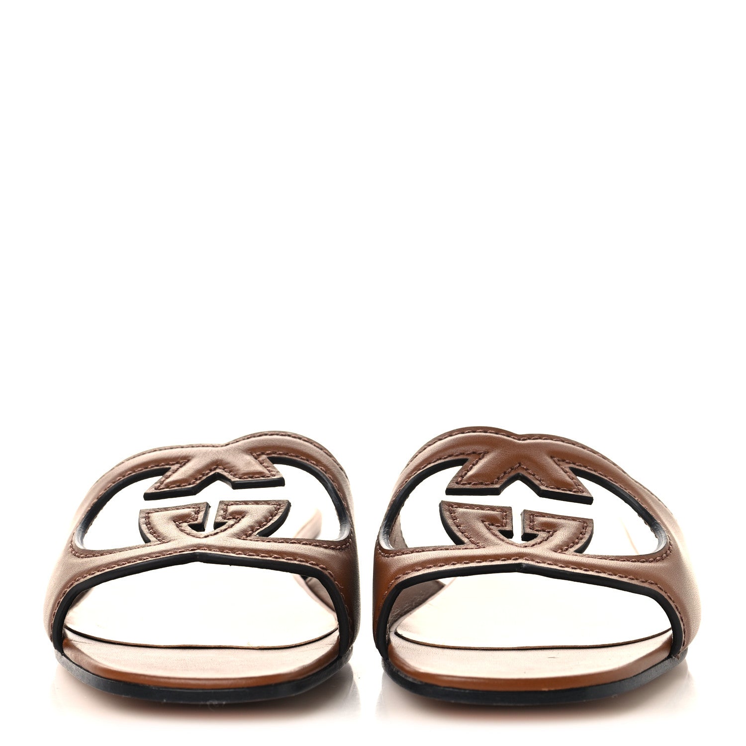 Gucci Cosmos Softy Calfskin Interlocking G Cut Out Slide Sandals 38 Cuir 3 of 8