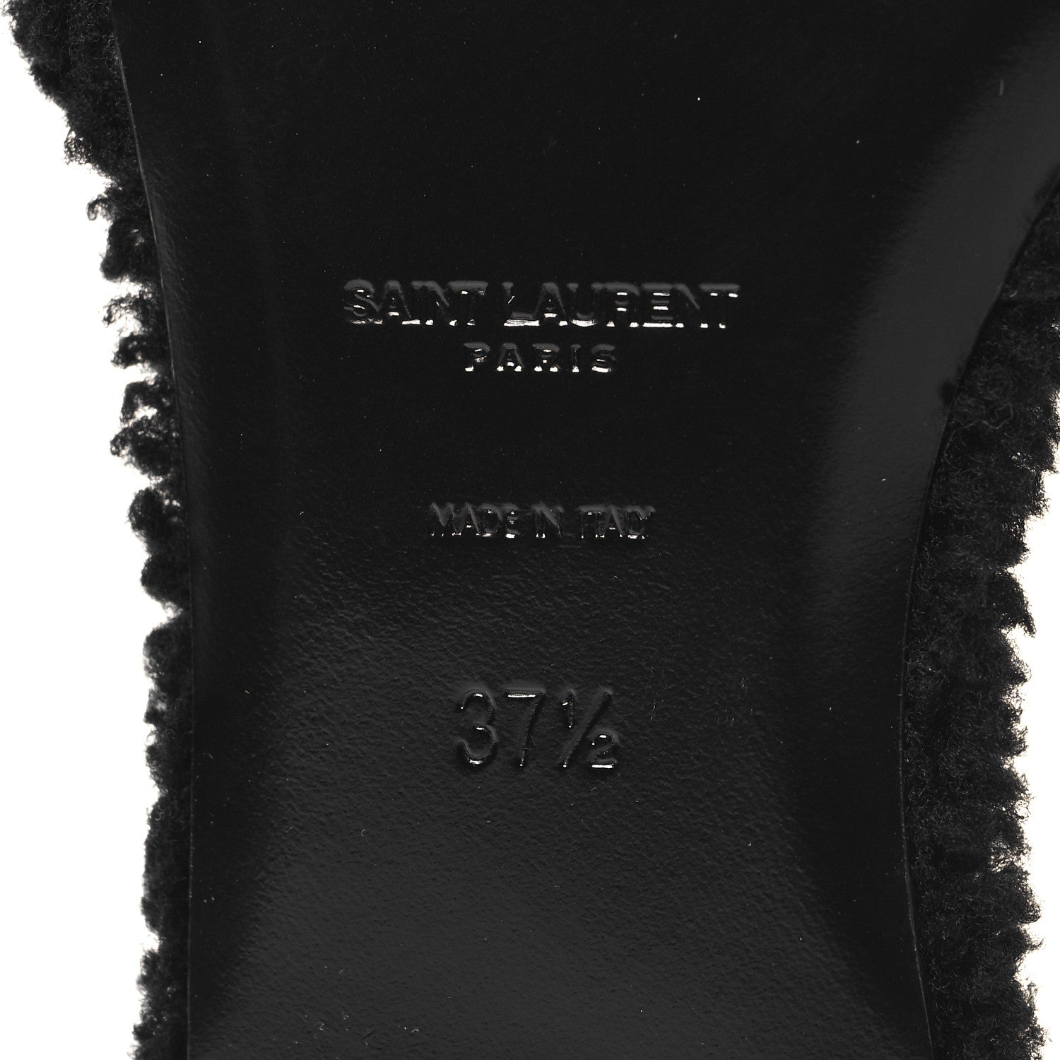 Saint Laurent Shearling Tribute Flat Mules 37.5 Black 7 of 9