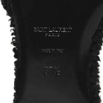 Saint Laurent Shearling Tribute Flat Mules 37.5 Black 7 of 9