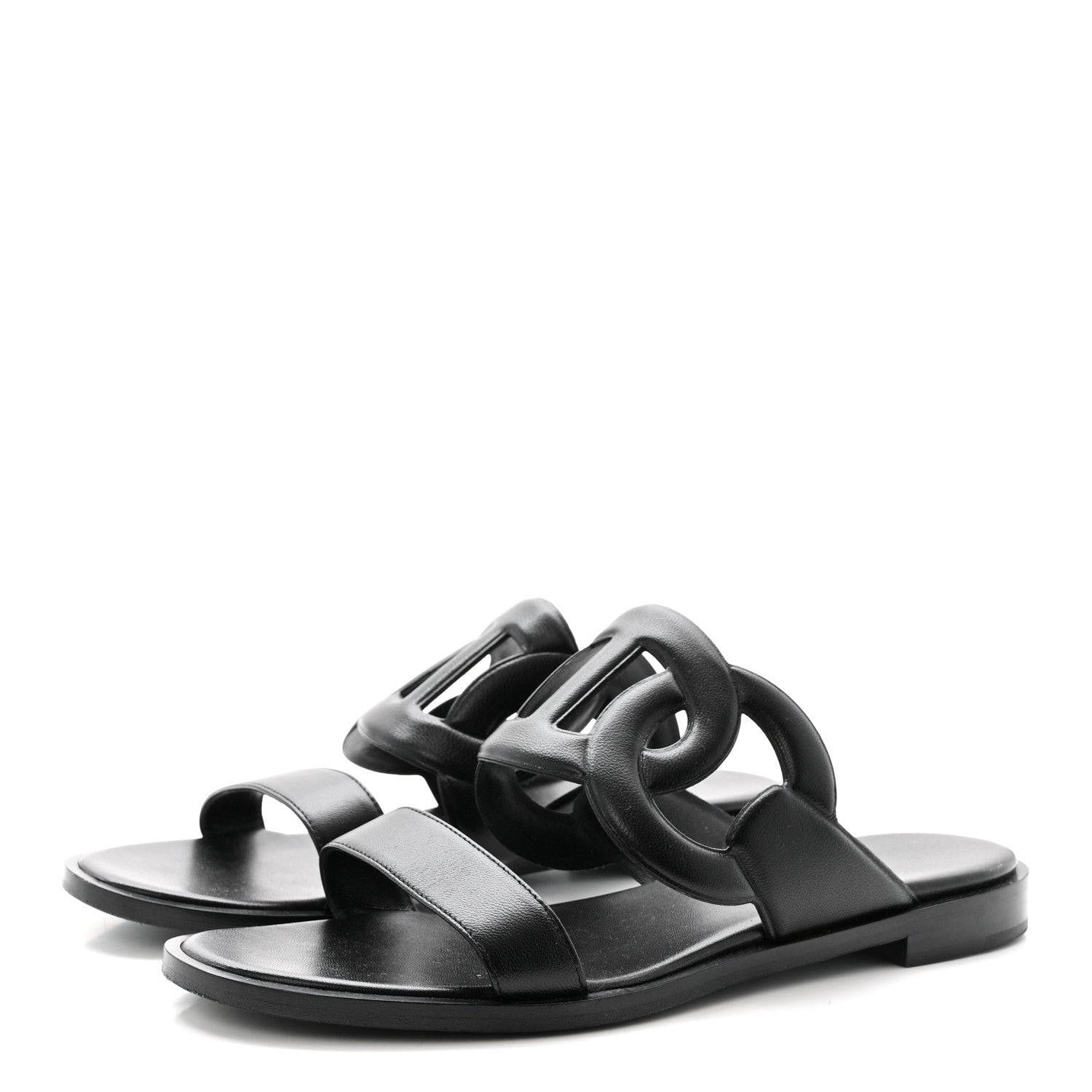 Hermes Nappa Lagune Sandals 38 Black 4 of 9