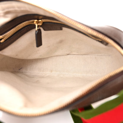 Gucci Monogram Jumbo GG Textured Dollar Calfskin Web Messenger Shoulder Bag Camel Ebony New Acero 5 of 10