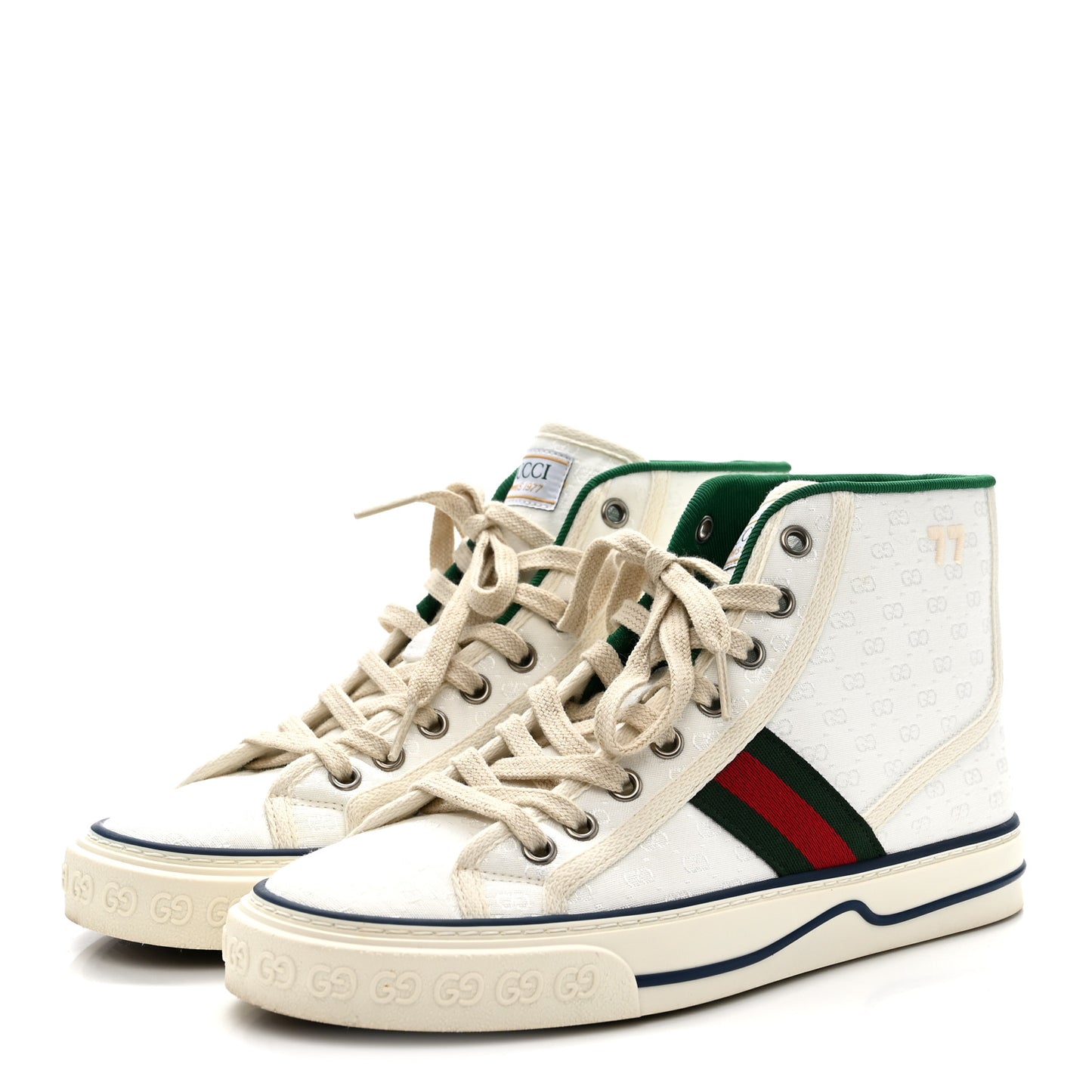 Monogram GG Mignon Web Womens 1977 Tennis High Top Sneakers 37 White