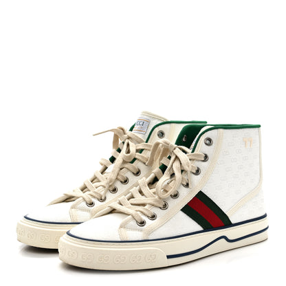 Gucci Monogram GG Mignon Web Womens 1977 Tennis High Top Sneakers 37 White 4 of 9