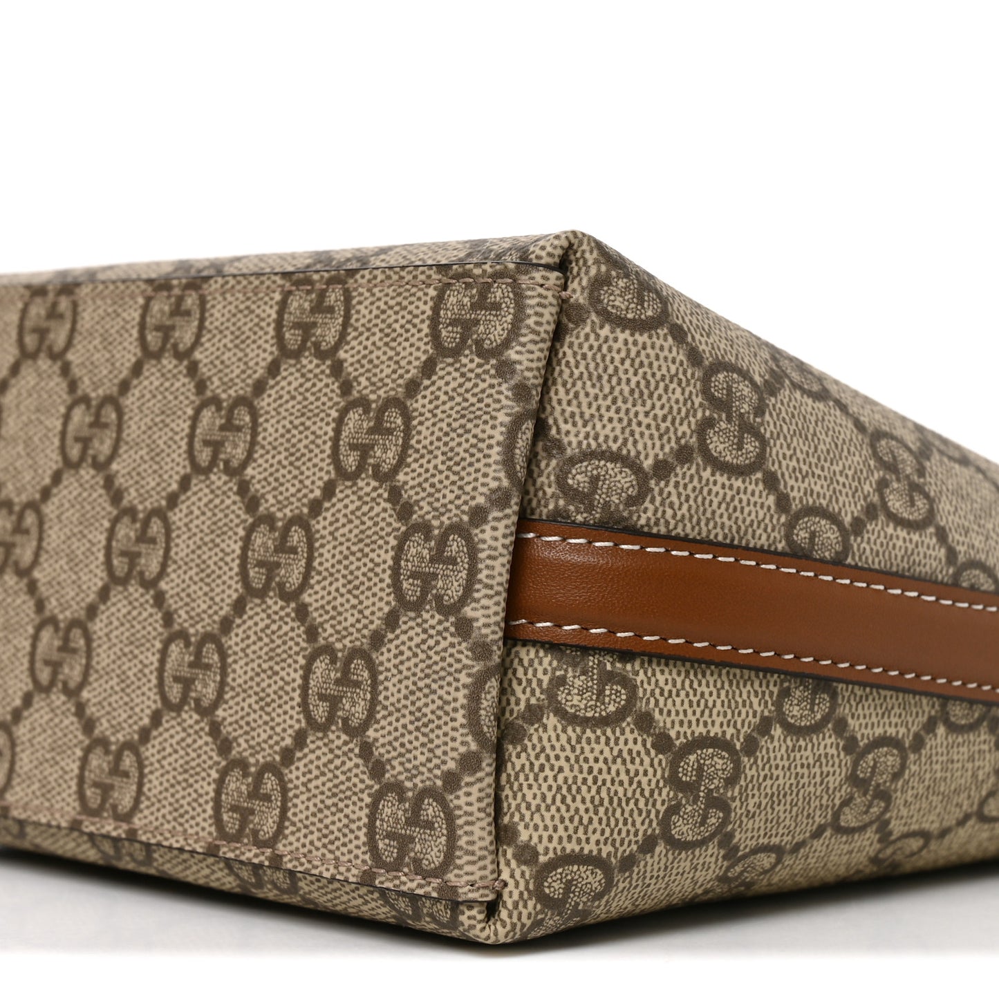 GG Supreme Monogram Emblem Nano Bucket Bag  Beige Dark Brown